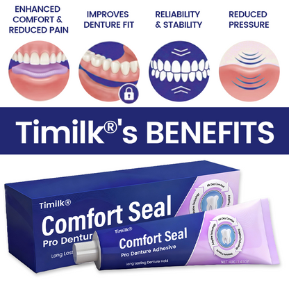 LIMITED SPECIAL OFFER 🔥 Timilk® Comfort Seal Pro Denture Adhesive🦷💜FDA Certified (Clinically Proven 96-   Hour Lock Hold for   Secure, Comfortable &   Zinc-Free Denture Fit)