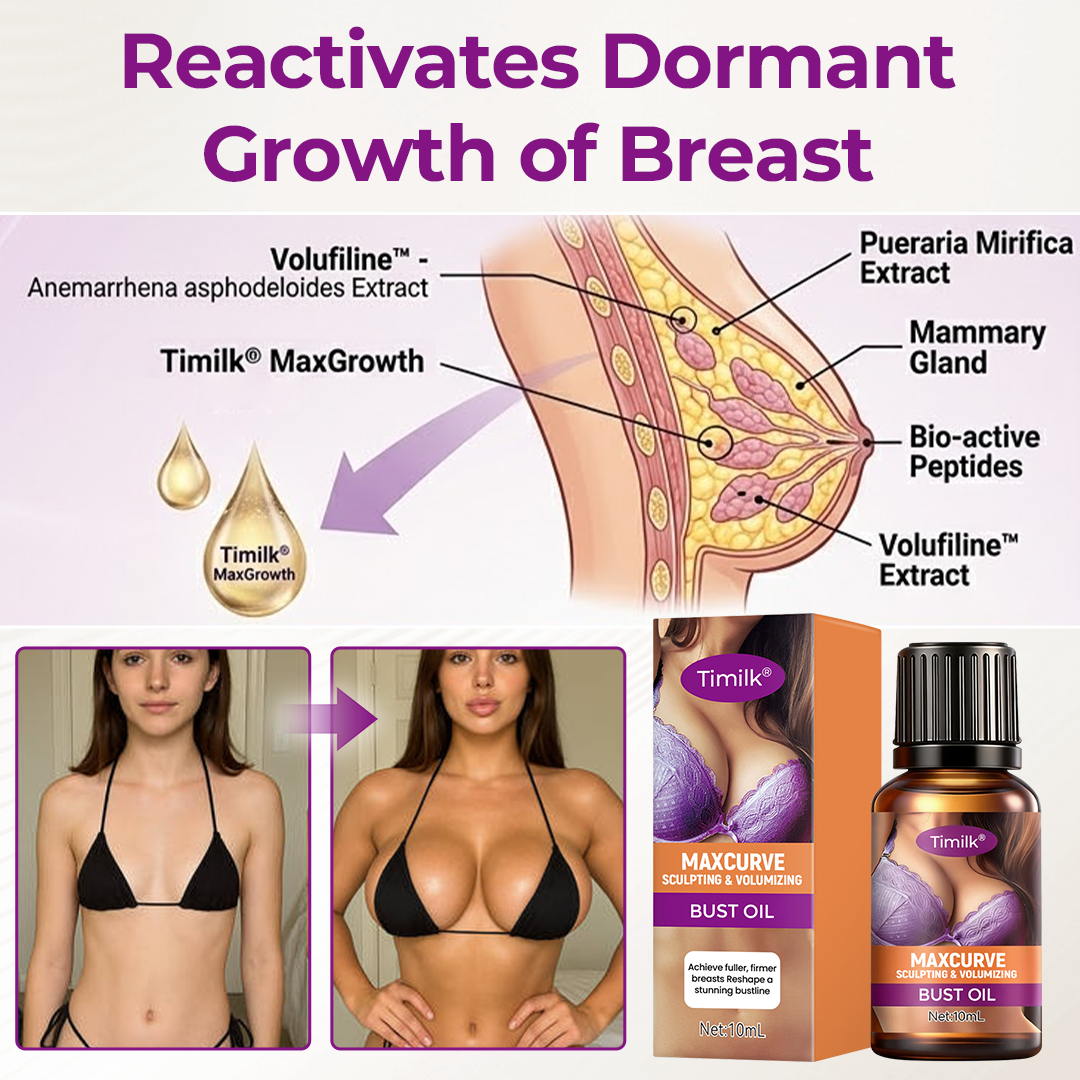 Timilk® MaxCurve Sculpting & Volumizing Bust Oil 🌸 — Say Goodbye to Sagging & Flat Busts 💖, Get Fuller, Firmer Curves 📈, Non-Surgical ✅, Try It Now! 🔥