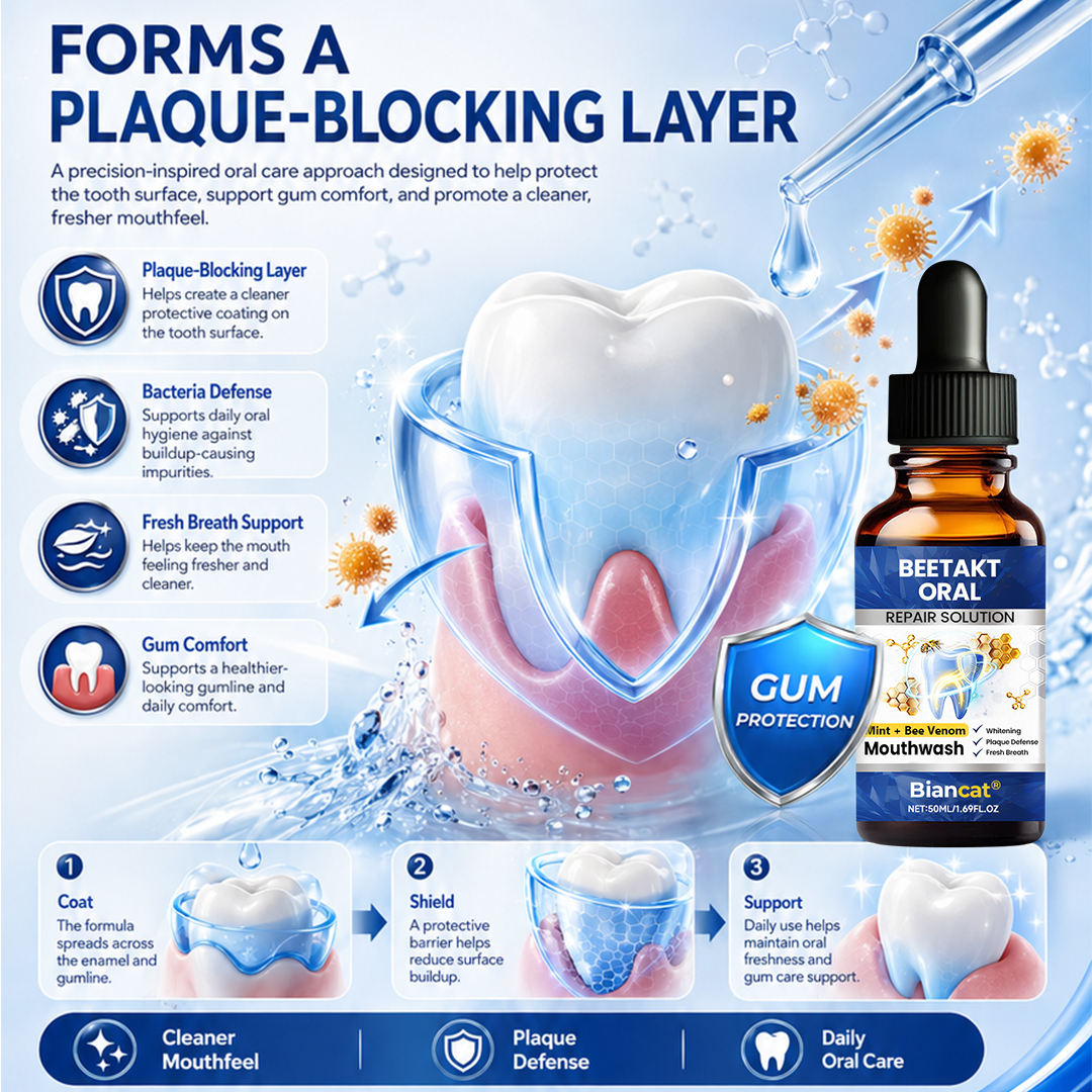 Biancat® BeeTakt Oral Repair Solution 🦷 — Bee Venom🐝–Inspired Mouthwash for Gumline Care, Plaque Defense & Fresher Breath