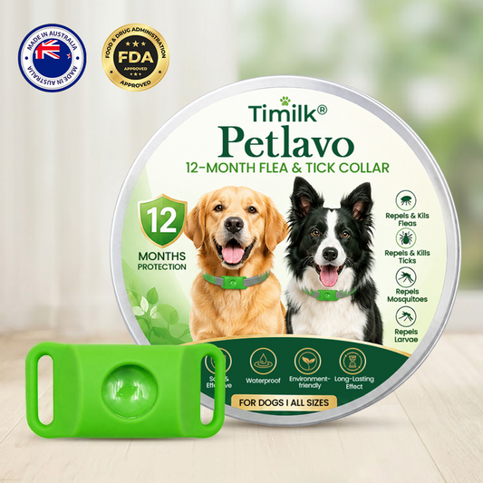 Timilk® Petlavo 12-Month Flea & Tick Collar 🐶 — Say Goodbye to Fleas & Ticks 💨, Keep Your Dog Comfortable 🌿, Long-Lasting Protection ✅